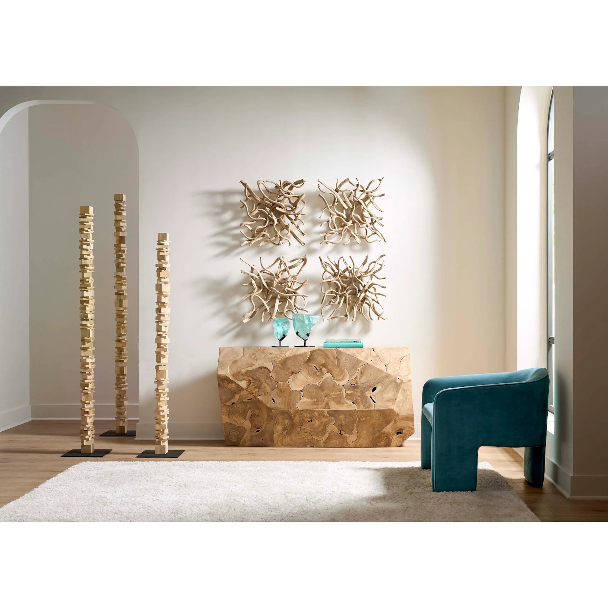 Prism Console Table by Phillips Collection. Made from unique in a rustic style.