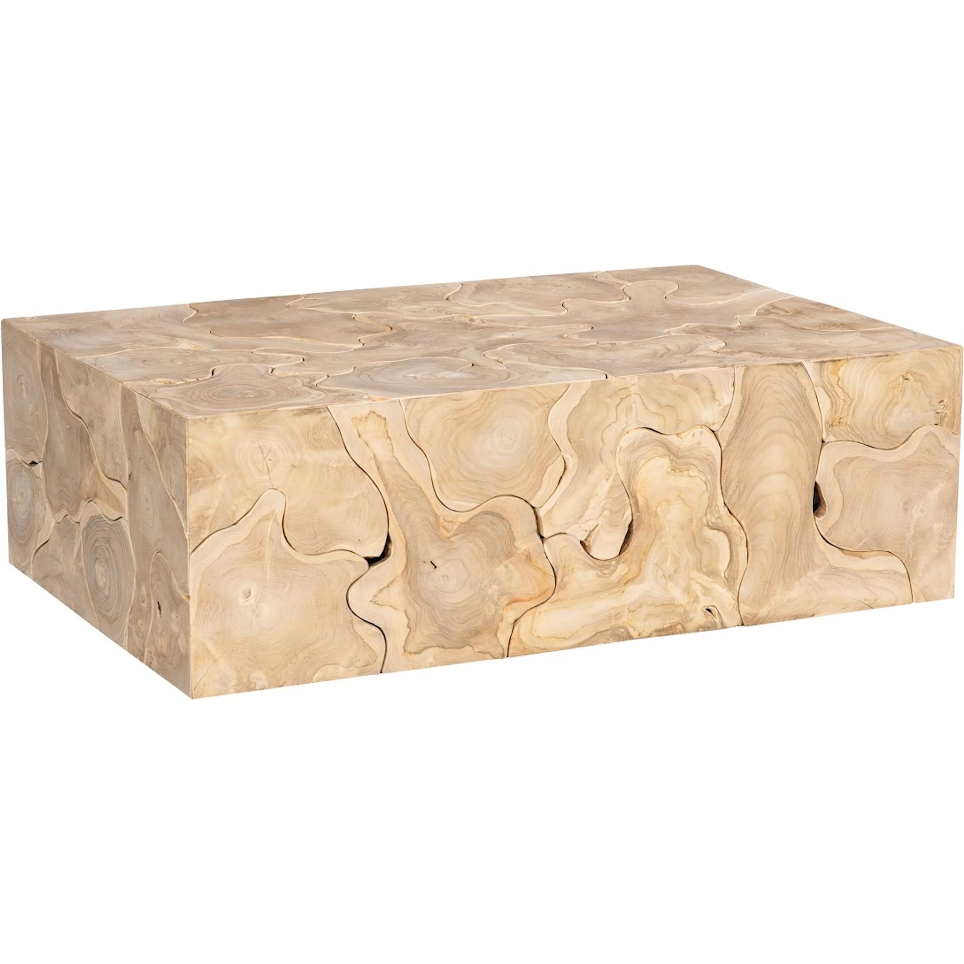 Teak Slice Rectangular Coffee Table by Phillips Collection. Made from wood, teak in a modern style.