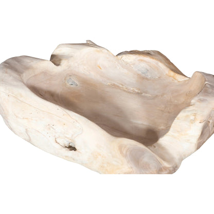 Wood Bowl by Phillips Collection in beige and bleached. Made from wood in a cottage & farmhouse style.