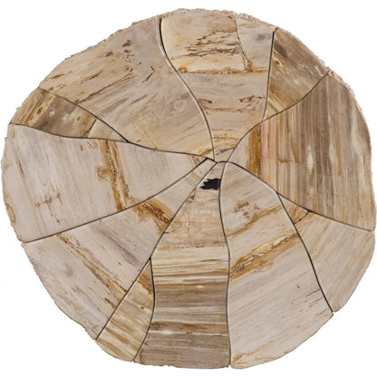 Converge Petrified Coffee Table by Phillips Collection in beige, black, brown, off white. Made from petrified wood resin in a unique style.
