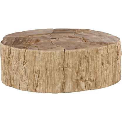 Converge Petrified Coffee Table by Phillips Collection in beige, black, brown, off white. Made from petrified wood resin in a unique style.