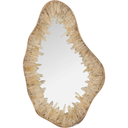 Quartz Crystal Mirror by Phillips Collection in beige, off white. Made from glass, stone, quartz in a unique style.