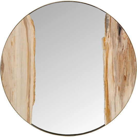 Petrified River Mirror Frame by Phillips Collection in brass. Made from glass, metal, petrified wood in a unique style.