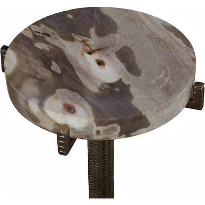 Erva Side Table by Phillips Collection in beige, black, brown, off white. Made from metal, petrified wood, stone in a unique style.