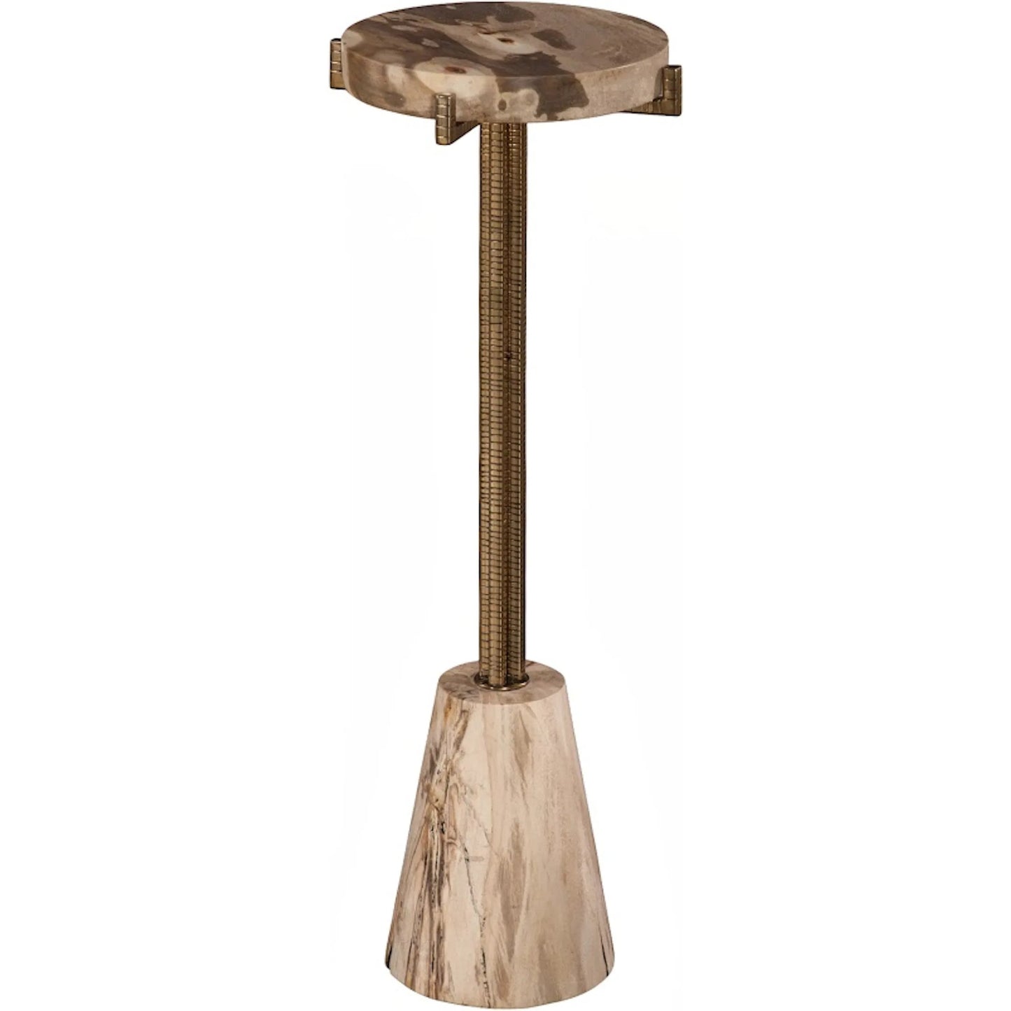 001 SI-2527637 | Primary Silo | Erva Side Table by Phillips Collection in beige, black, brown, off white. Made from metal, petrified wood, stone in a unique style.