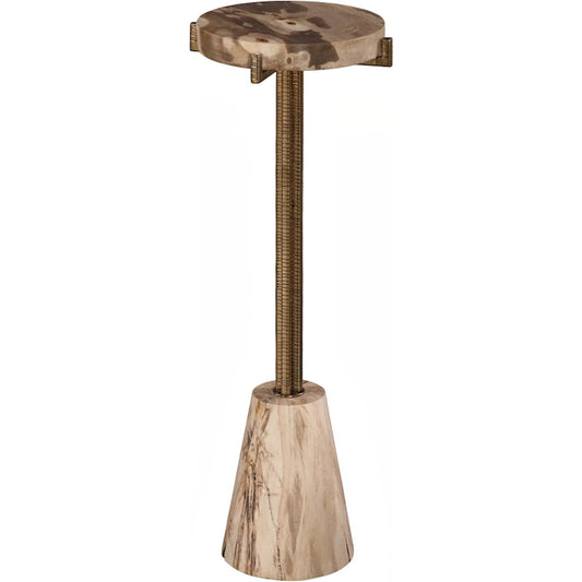 Erva Side Table by Phillips Collection in beige, black, brown, off white. Made from metal, petrified wood, stone in a unique style.