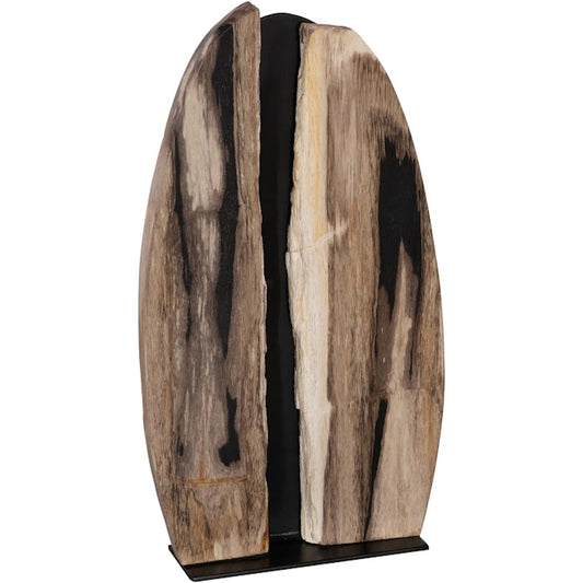 Petrified Fracture Table Top Sculpture by Phillips Collection in beige, black, brown. Made from metal, petrified wood in a unique style.