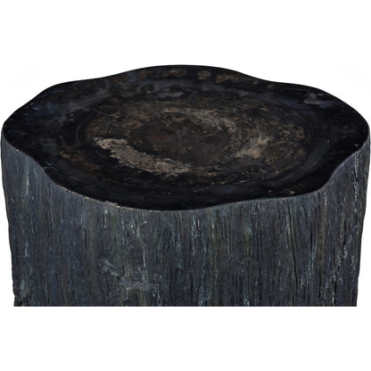 Chaka Petrified Coffee Table by Phillips Collection in black. Made from petrified wood fiberglass, resin in a unique style.
