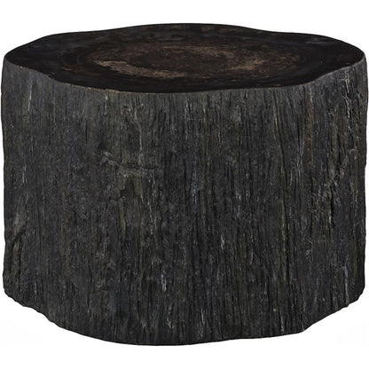 Chaka Petrified Coffee Table by Phillips Collection in black. Made from petrified wood fiberglass, resin in a unique style.