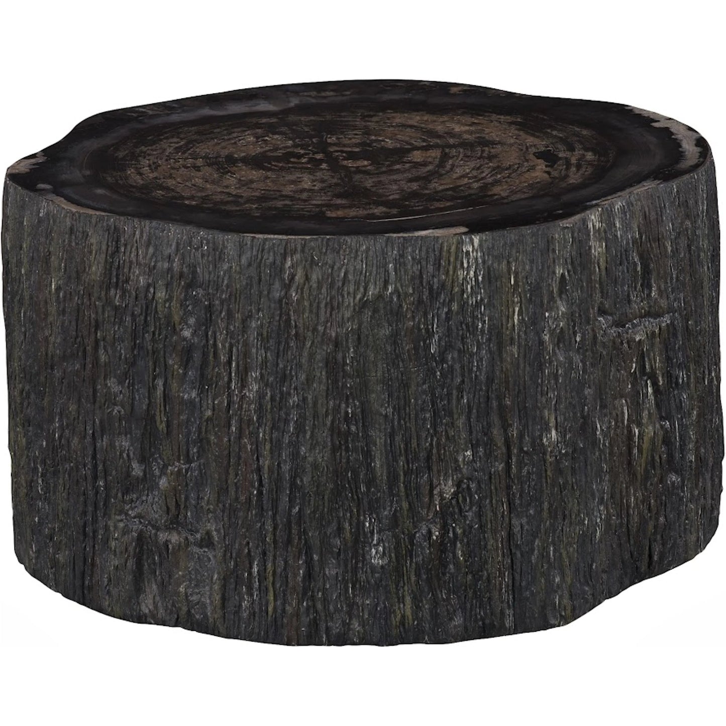 002 SI-2527631 | Primary Silo | Chaka Petrified Coffee Table by Phillips Collection in black. Made from petrified wood fiberglass, resin in a unique style.
