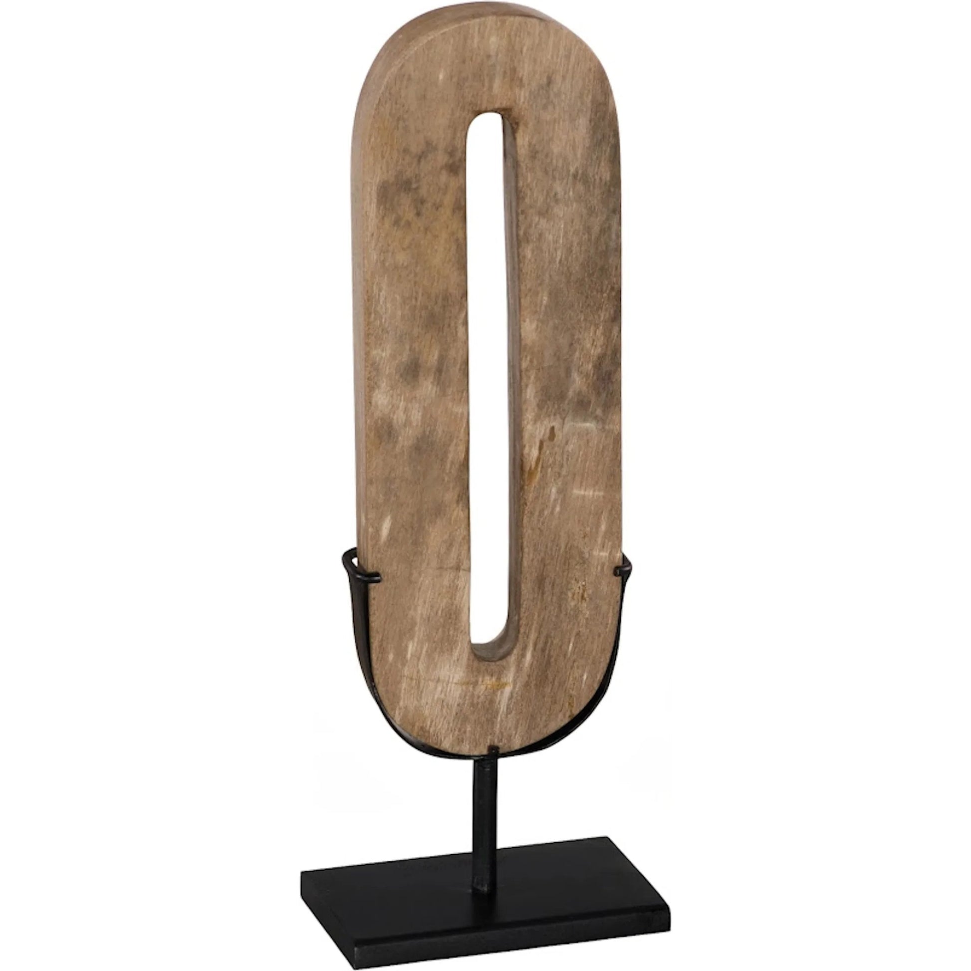Continuum O Sculpture by Phillips Collection in beige, black, brown. Made from metal, petrified wood in a unique style.