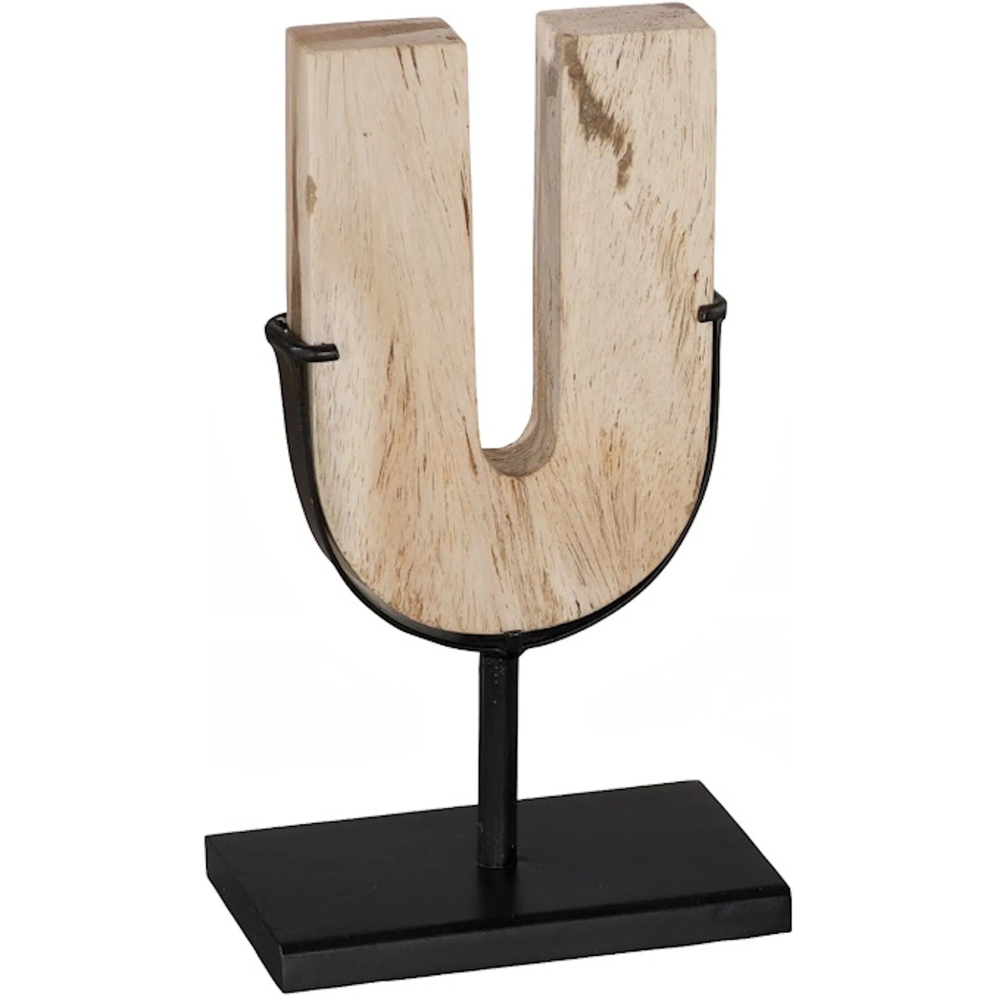 Continuum U Sculpture by Phillips Collection in beige, black, brown. Made from metal, petrified wood in a unique style.