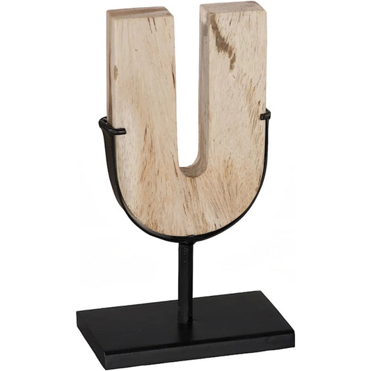 Continuum U Sculpture by Phillips Collection in beige, black, brown. Made from metal, petrified wood in a unique style.