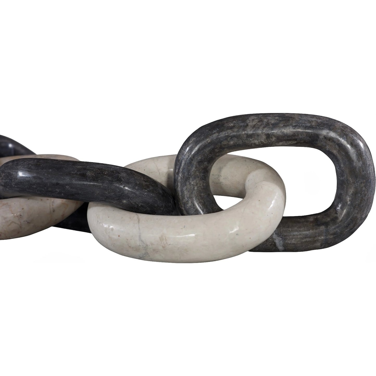 003 SI-2527657 | Closeup | Marble Quad Link Chain by Phillips Collection in beige, black. Made from stone in a unique style.