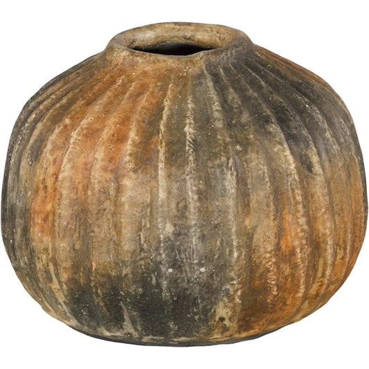 Raw Umber Ribbed Vase by Phillips Collection in amber. Made from ceramic in a unique style.