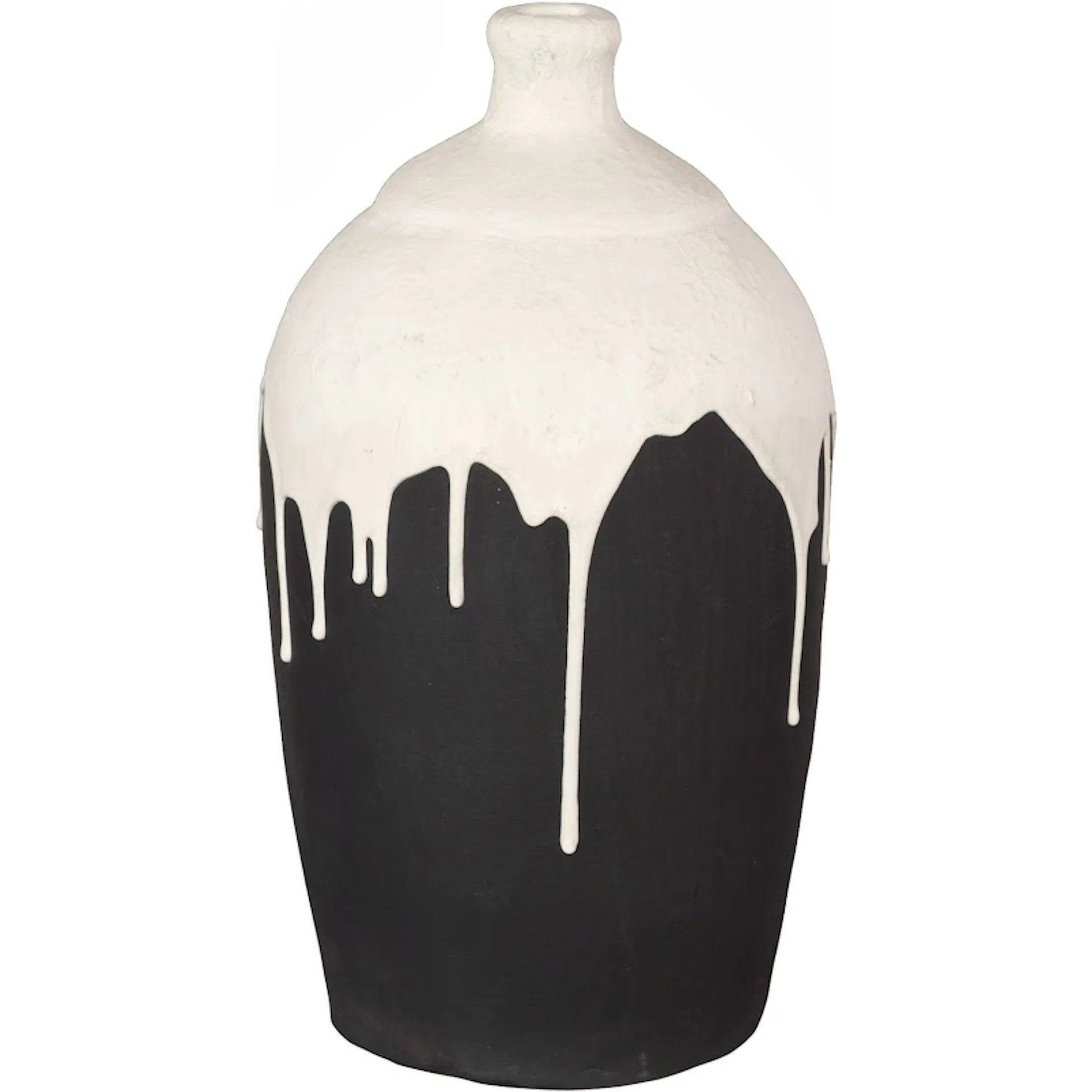 Porcelain Drip Short Vase by Phillips Collection in black, white. Made from concrete in a unique style.