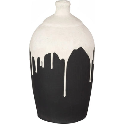 Porcelain Drip Short Vase by Phillips Collection in black, white. Made from concrete in a unique style.
