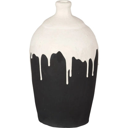 Porcelain Drip Short Vase by Phillips Collection in black, white. Made from concrete in a unique style.
