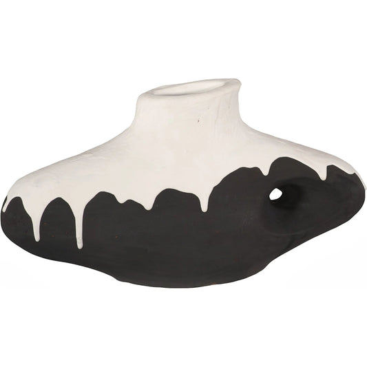 Porcelain Drip Wide Vase by Phillips Collection in black, white. Made from concrete in a unique style.