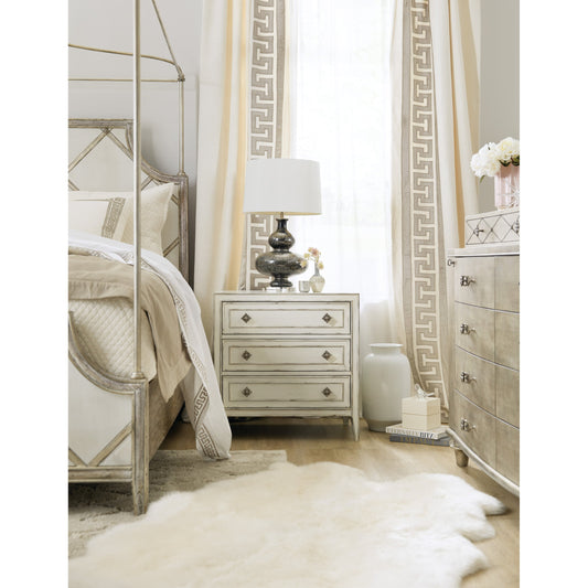 Anastasie Nightstand by Hooker Furniture in blanc. Made from oak veneers in a traditional style.