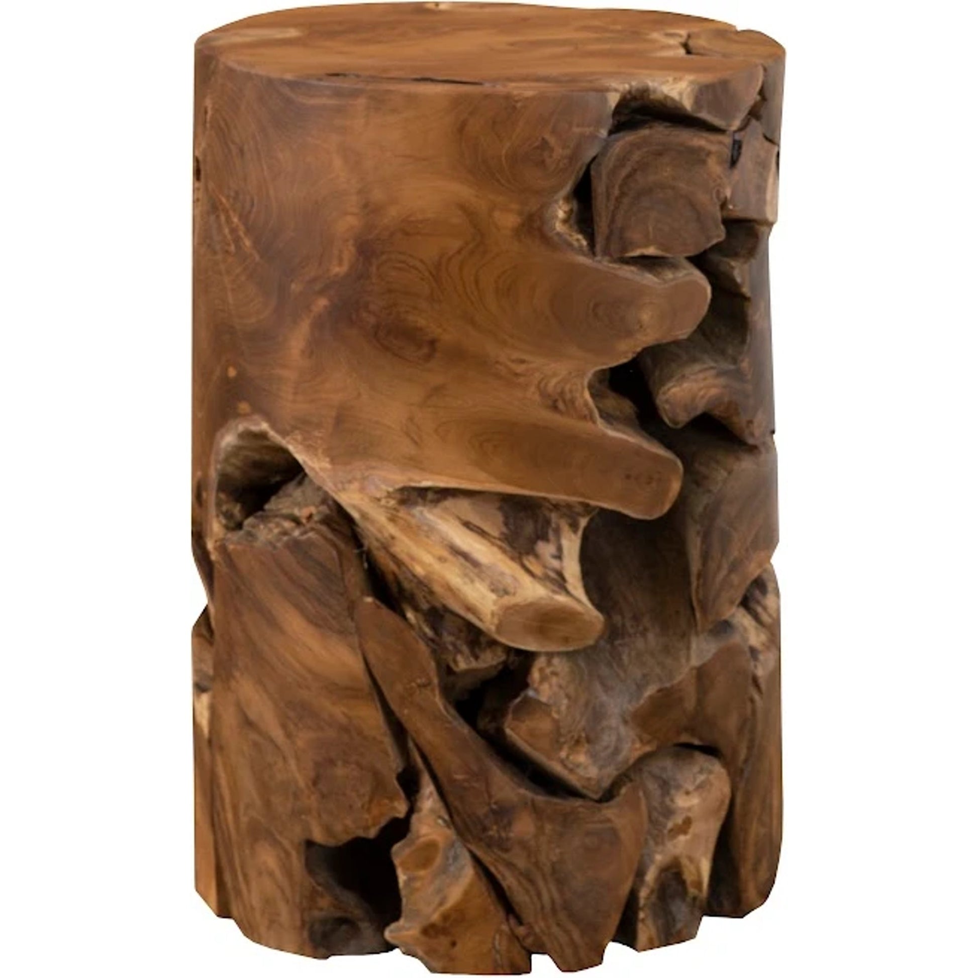 Teak Slice Round Pedestal by Phillips Collection in brown. Made from wood in a eclectic & global style.
