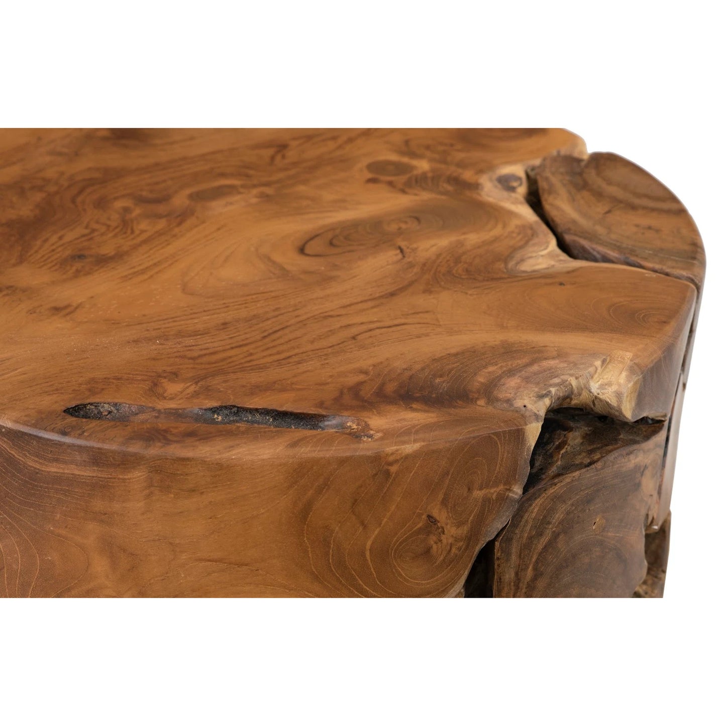 003 SR-939664 | Closeup | Teak Slice Round Pedestal by Phillips Collection in brown. Made from wood in a eclectic & global style.