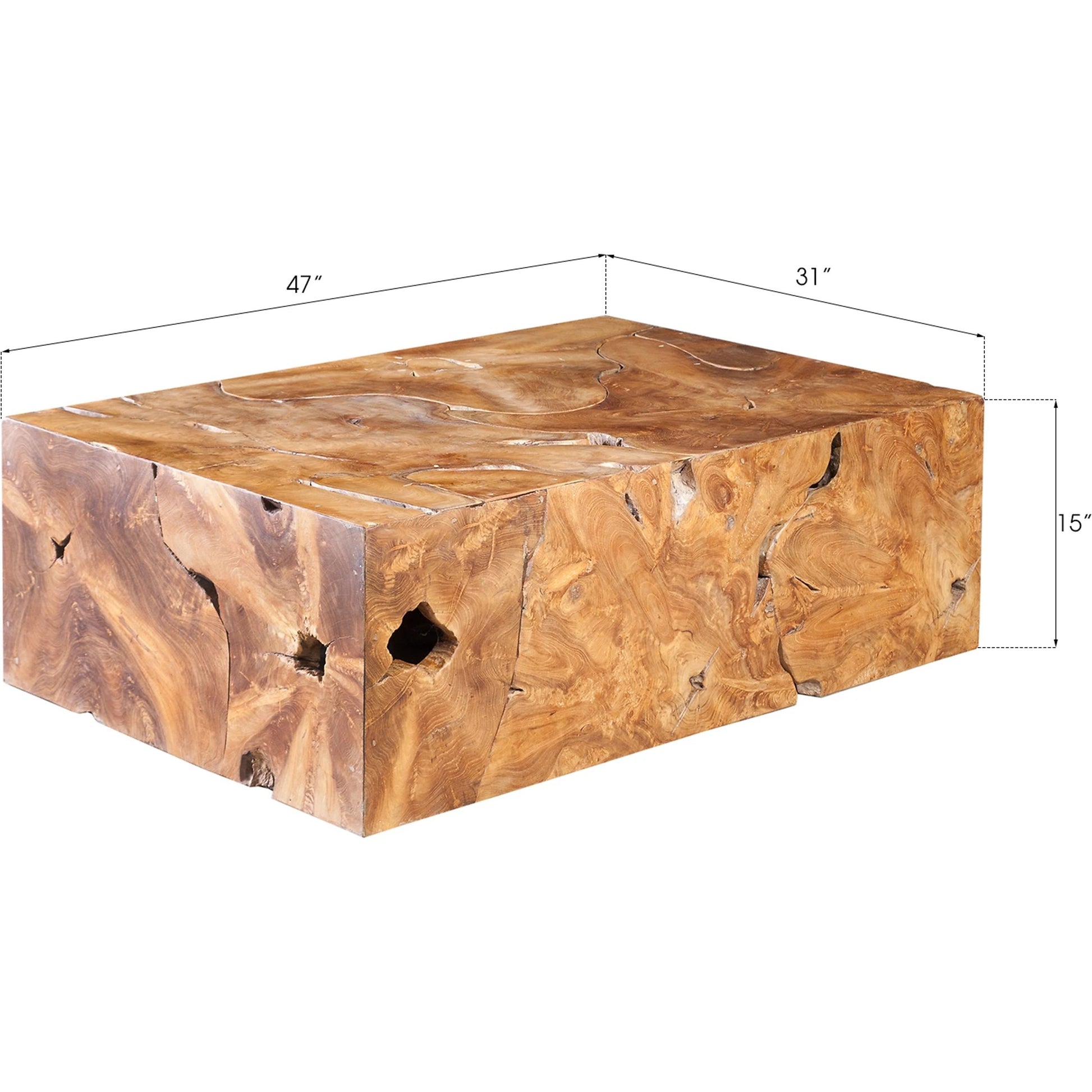 Teak Slice Rectangle Coffee Table by Phillips Collection in brown. Made from wood in a eclectic & global style.