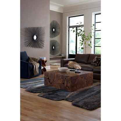 Teak Slice Square Coffee Table by Phillips Collection in warm teak red. Made from unique in a eclectic & global style.