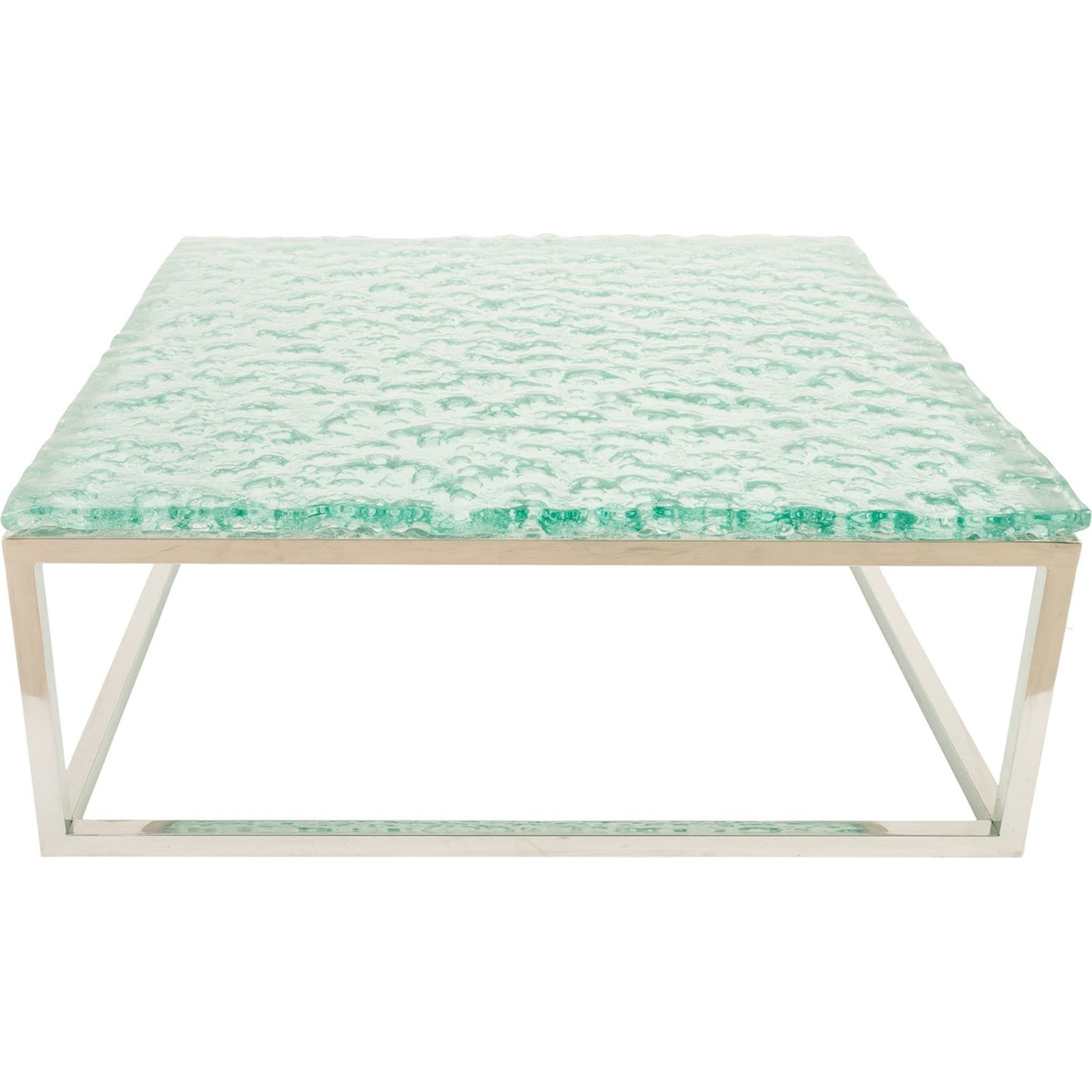 000 SR-939382 | Primary Silo | Bubble Glass Coffee Table by Phillips Collection in turquoise. Made from glass metal, stainless steel in a coastal style.