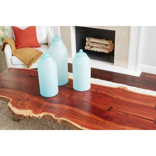 Frosted Glass Bottle I by Phillips Collection in turquoise. Made from glass in a coastal style.