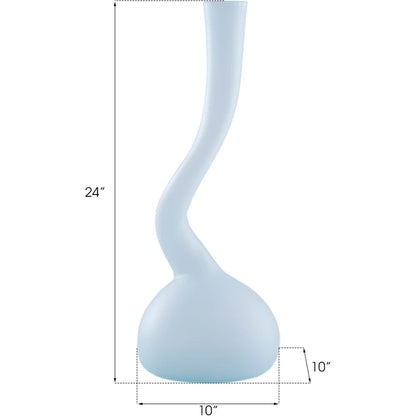 Frosted Corkscrew Vase by Phillips Collection in cyan. Made from glass in a modern style.