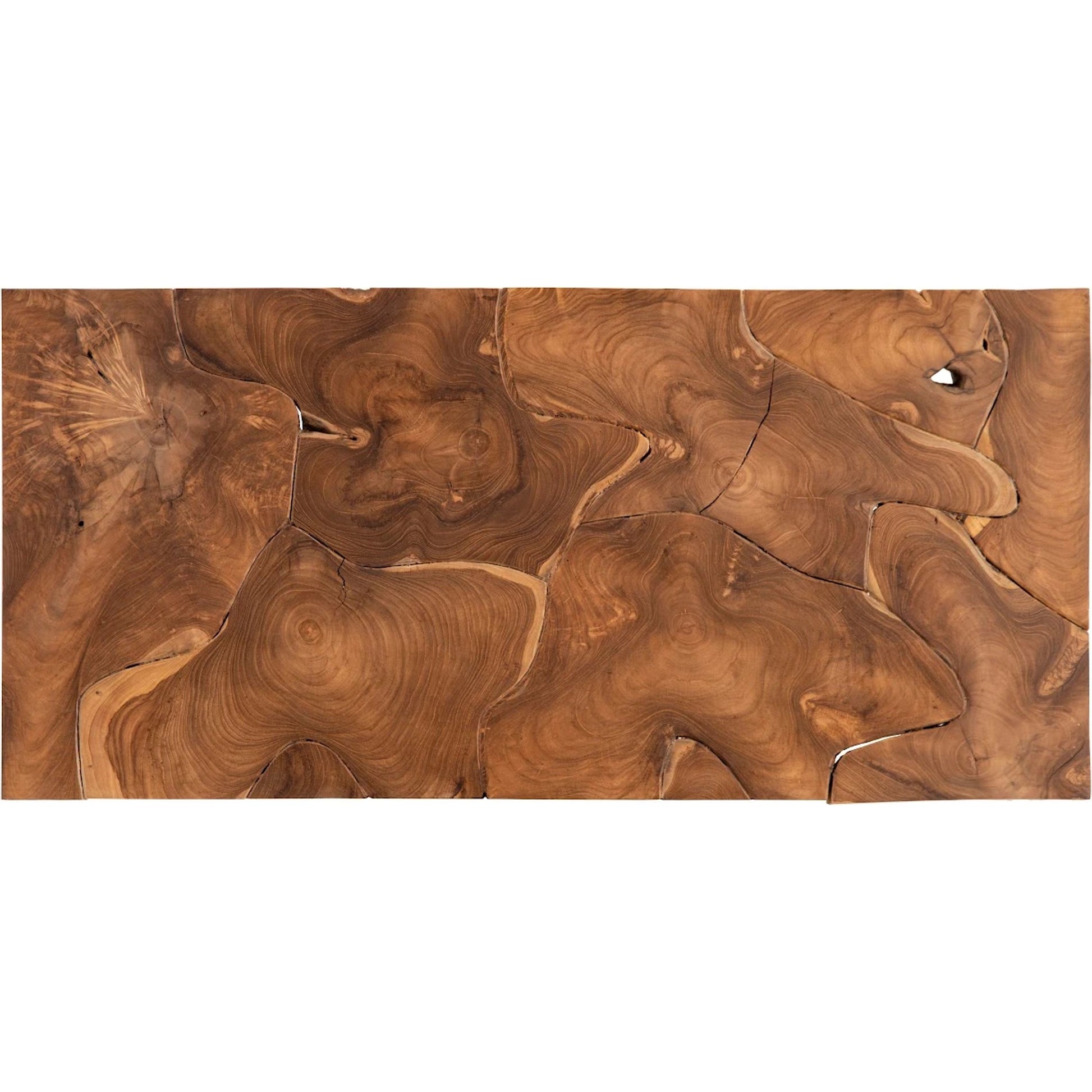 Teak Puzzle Coffee Table by Phillips Collection in beige. Made from wood, metal, stainless steel in a eclectic & global style.