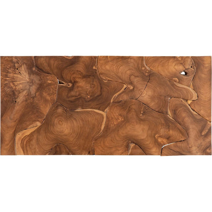 Teak Puzzle Coffee Table by Phillips Collection in beige. Made from wood, metal, stainless steel in a eclectic & global style.
