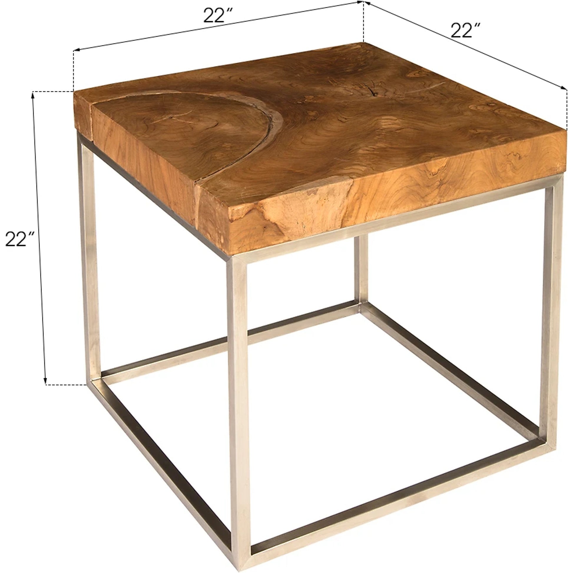 Teak Puzzle Side Table by Phillips Collection in brown, silver. Made from wood, teak metal, stainless steel in a eclectic & global style.