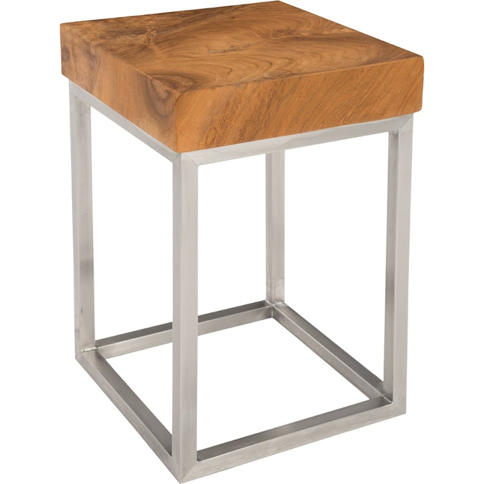 Teak Puzzle Side Table by Phillips Collection in brown, silver. Made from wood, teak metal, stainless steel in a eclectic & global style.
