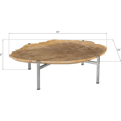 Petrified Wood Tray by Phillips Collection in brown, silver. Made from petrified wood in a modern style.