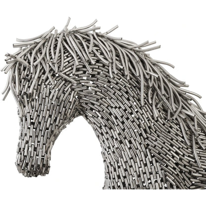Walking Horse Pipe Sculpture by Phillips Collection in silver and silver. Made from metal in a eclectic & global style.
