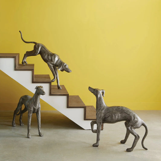 Walking Dog Sculpture by Phillips Collection in silver and aluminum. Made from metal in a eclectic & global style.