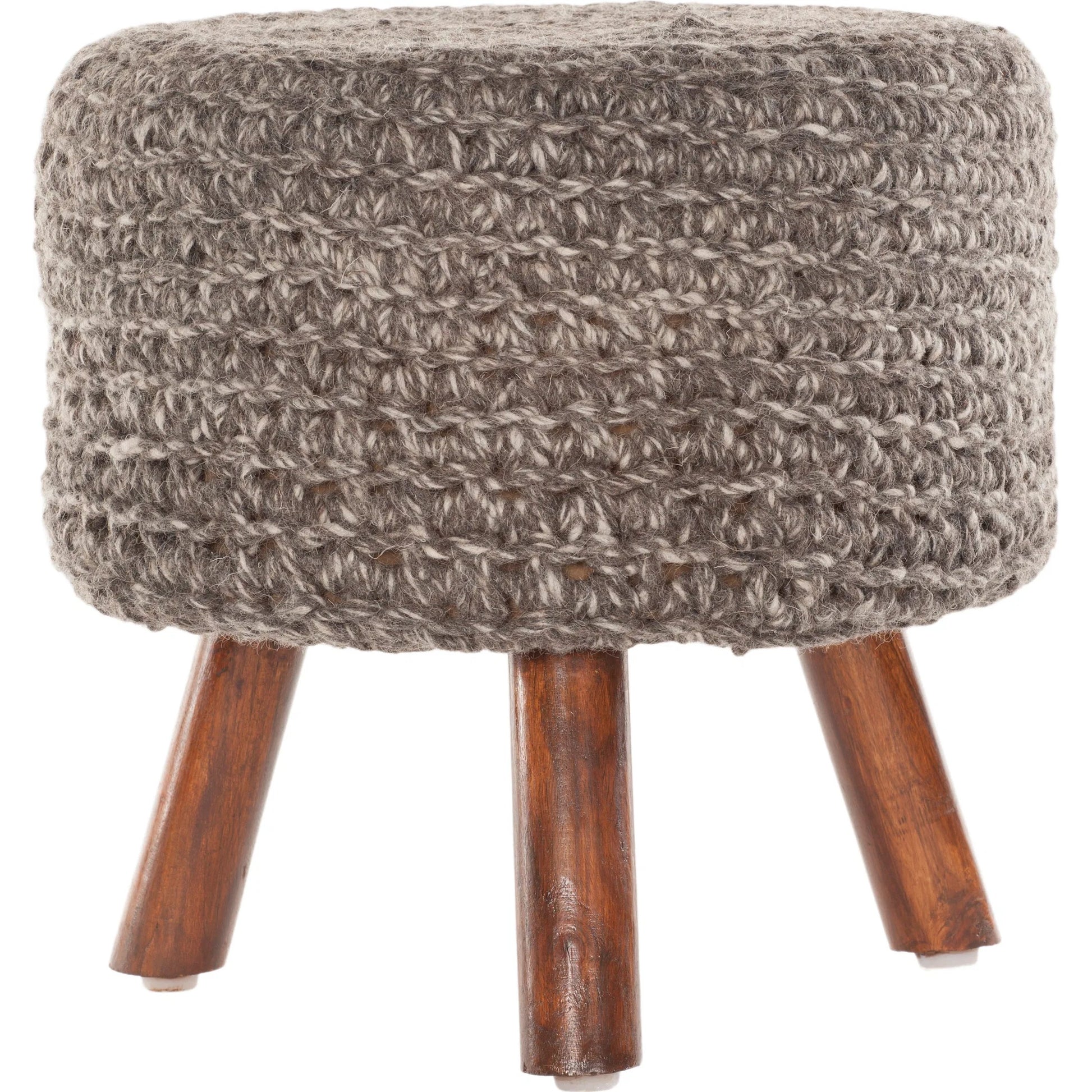 Ida IDA-40401 Stool by Chandra. Made from wool, wood in a transitional style.