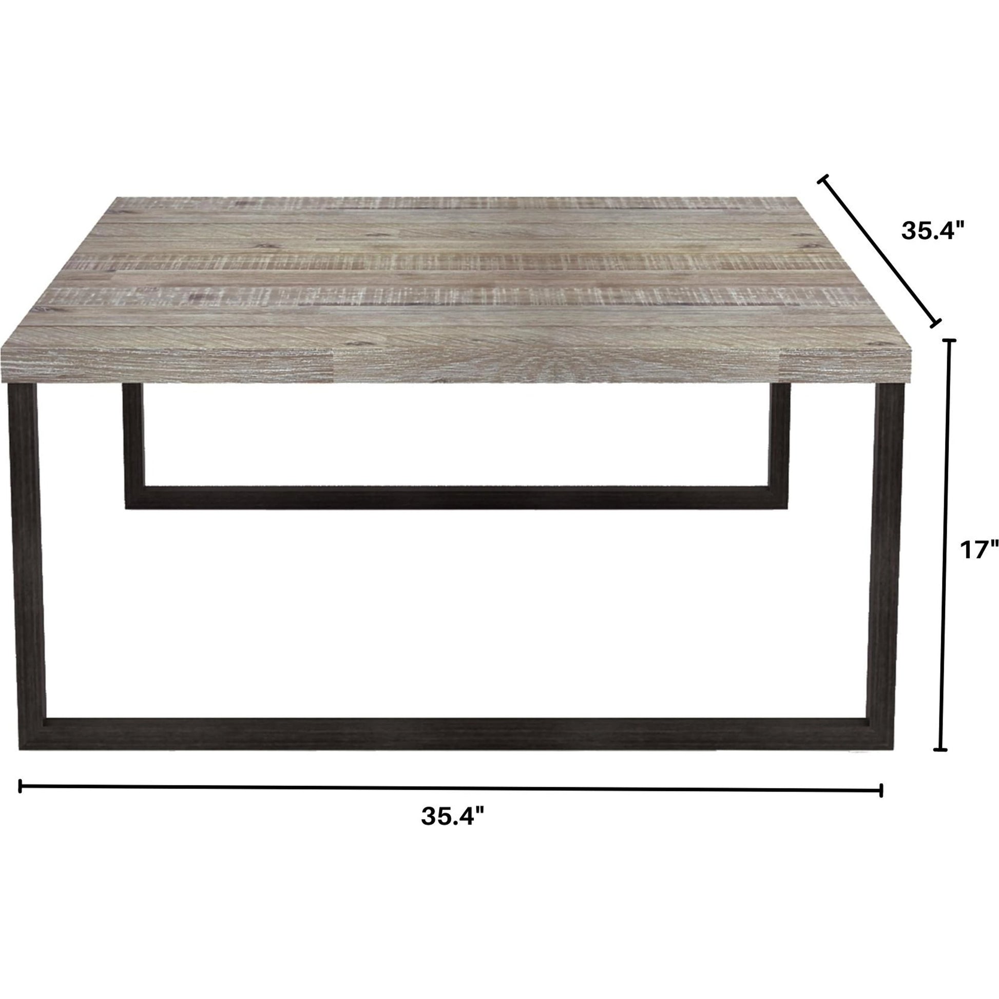 Irondale Square Coffee Table by LH Imports in light brown, grey and mocha grey, grey. Made from acacia, iron in a modern style.