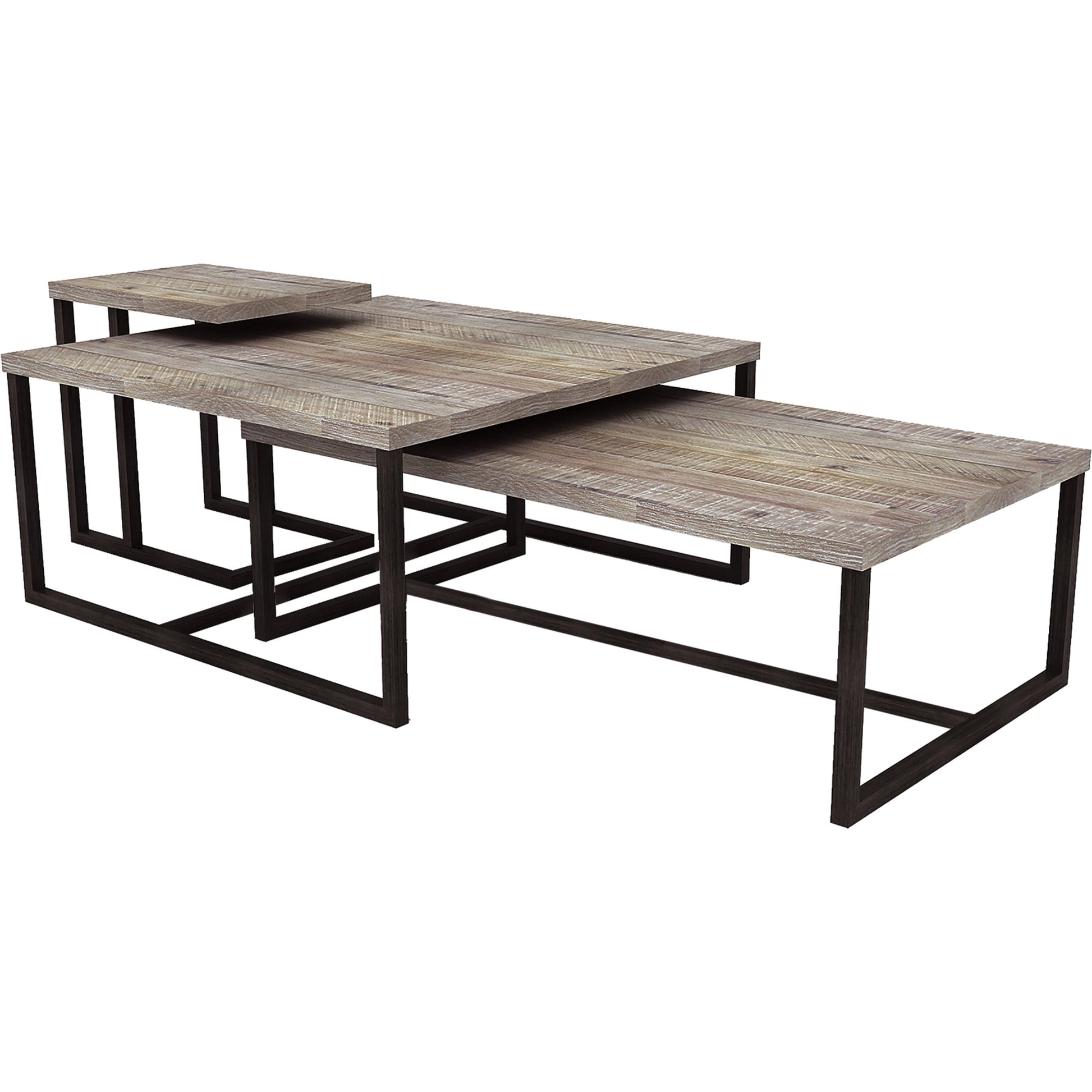 Irondale Square Coffee Table by LH Imports in light brown, grey and mocha grey, grey. Made from acacia, iron in a modern style.