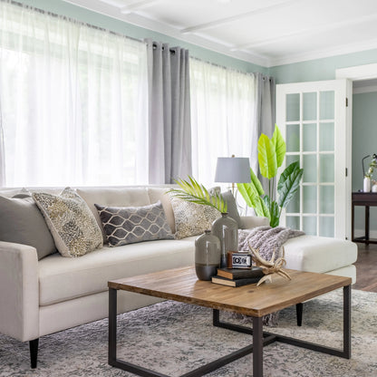 Irondale Square Coffee Table by LH Imports in light brown, grey and mocha grey, grey. Made from acacia, iron in a modern style.