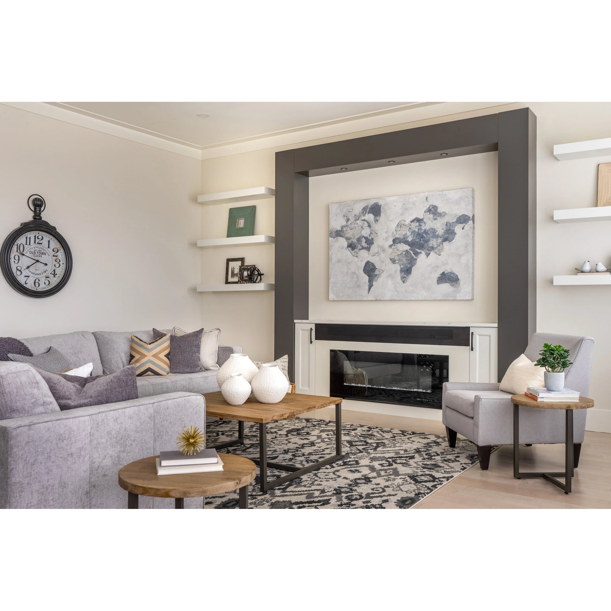 Irondale Square Coffee Table by LH Imports in light brown, grey and mocha grey, grey. Made from acacia, iron in a modern style.