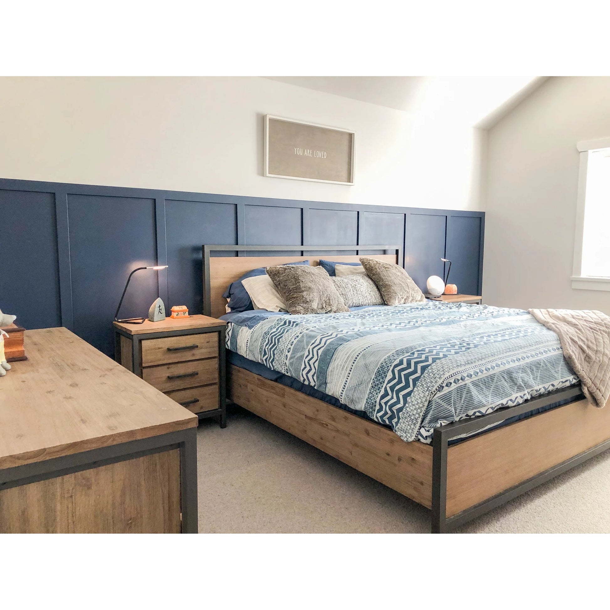 Irondale Nightstand by LH Imports in light brown, grey and mocha grey, grey. Made from acacia, mdf acacia veneer, iron in a traditional style.