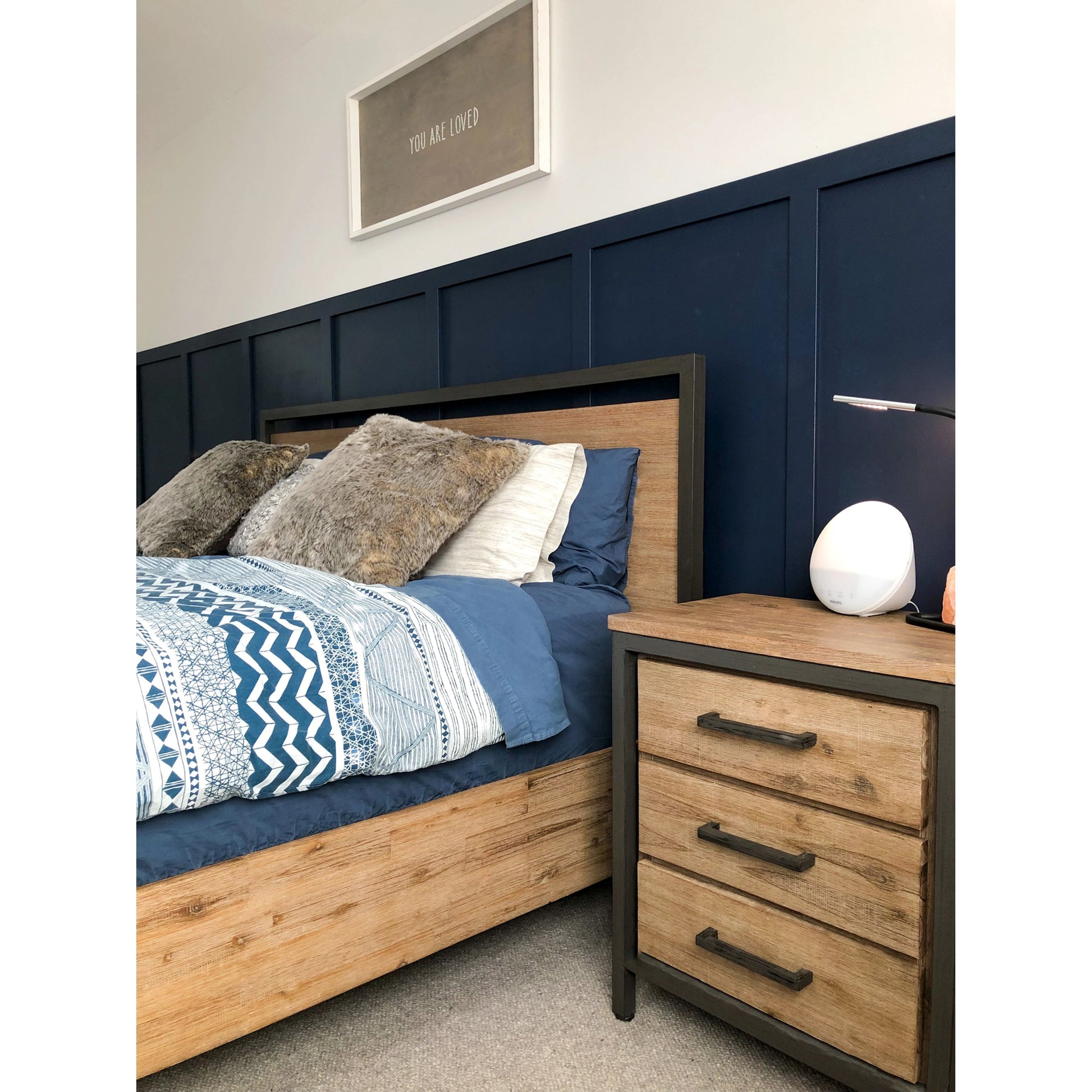 Irondale Nightstand by LH Imports in light brown, grey and mocha grey, grey. Made from acacia, mdf acacia veneer, iron in a traditional style.