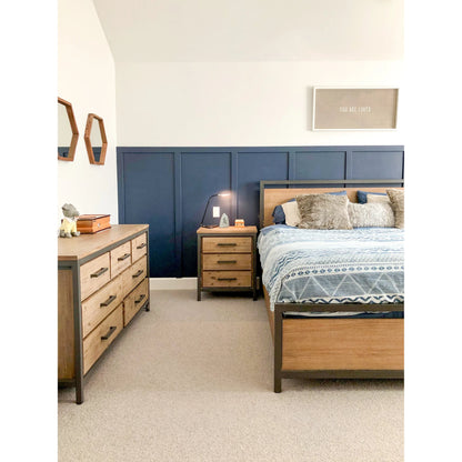 Irondale Nightstand by LH Imports in light brown, grey and mocha grey, grey. Made from acacia, mdf acacia veneer, iron in a traditional style.