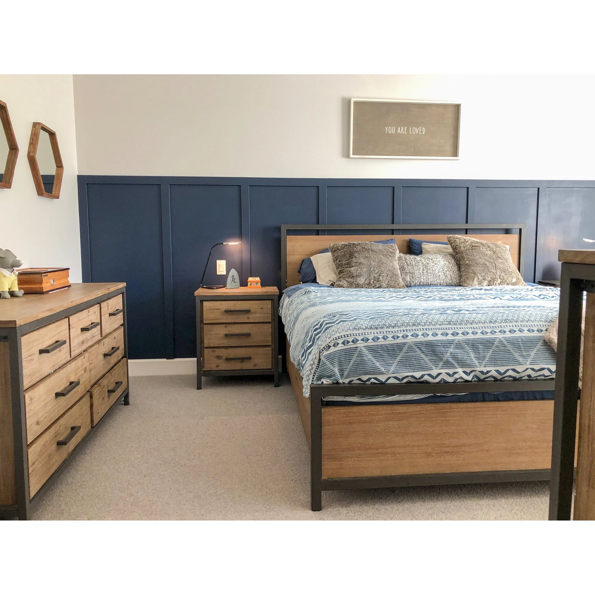 Irondale Nightstand by LH Imports in light brown, grey and mocha grey, grey. Made from acacia, mdf acacia veneer, iron in a traditional style.