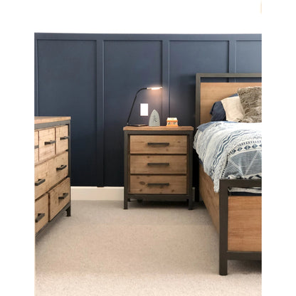 Irondale Nightstand by LH Imports in light brown, grey and mocha grey, grey. Made from acacia, mdf acacia veneer, iron in a traditional style.