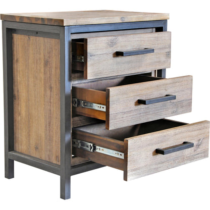 Irondale Nightstand by LH Imports in light brown, grey and mocha grey, grey. Made from acacia, mdf acacia veneer, iron in a traditional style.