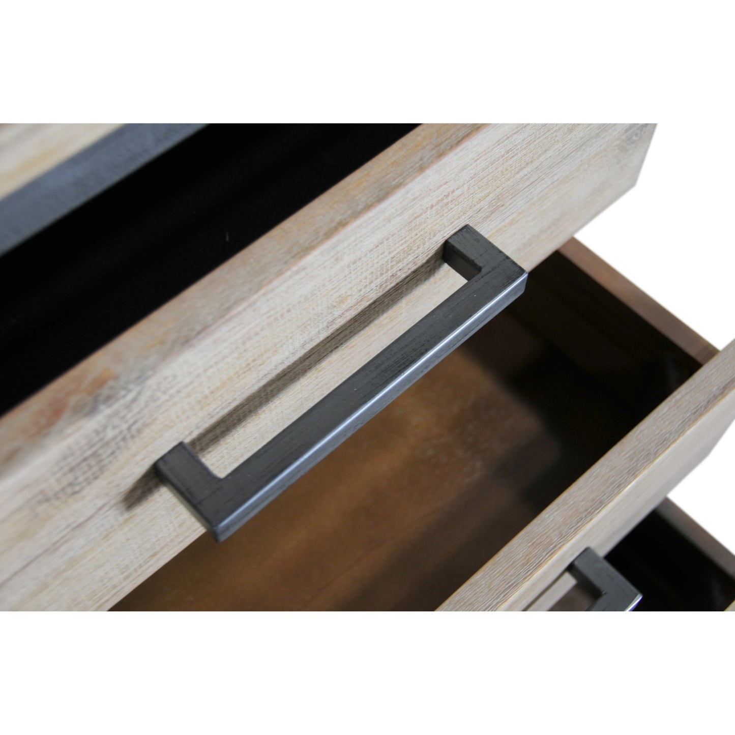 004 SI-2004280 | Closeup | Irondale Nightstand by LH Imports in light brown, grey and mocha grey, grey. Made from acacia, mdf acacia veneer, iron in a traditional style.